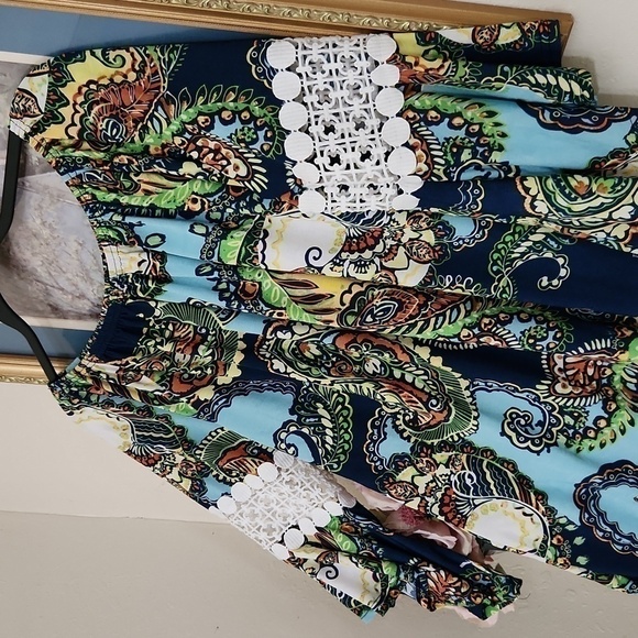 Boutique Bohemian Tunic Pinwheel Sleeve Lace Casual Park Party - Picture 4 of 8